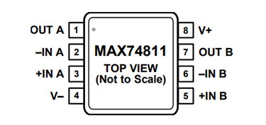 ロケーション回路 - Analog Devices Inc. MAX74811 レールtoレールのデュアル・オペアンプ